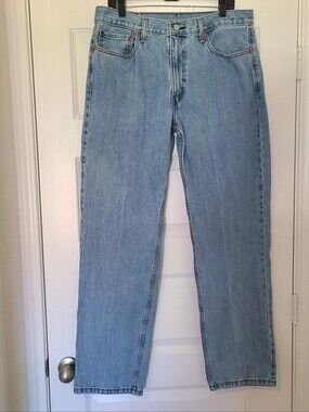 Levi's 550 Relaxed Fit Straight Blue Denim Jeans Rugged Mens Sz 34x32.zipper Fly